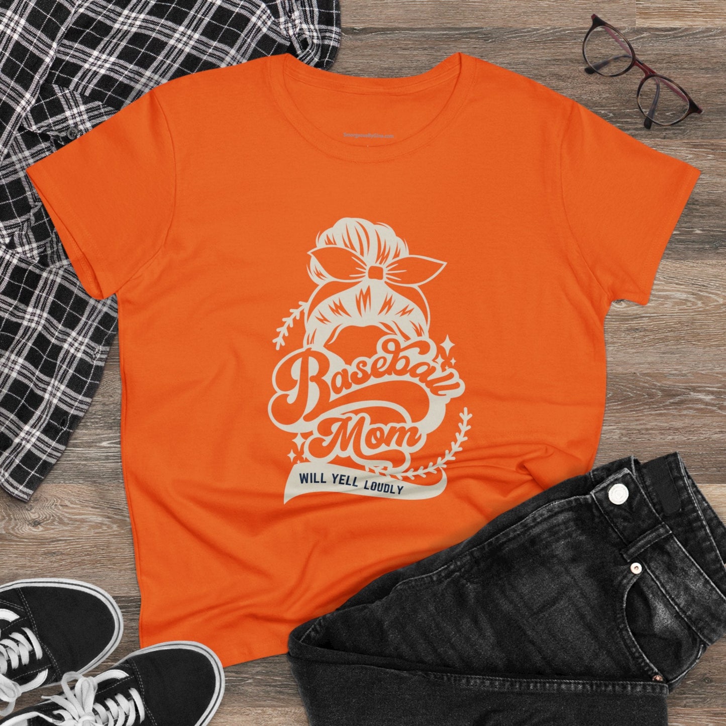 Baseball Mom Tee, Women's Midweight Cotton Tee - SmorgeousByGina