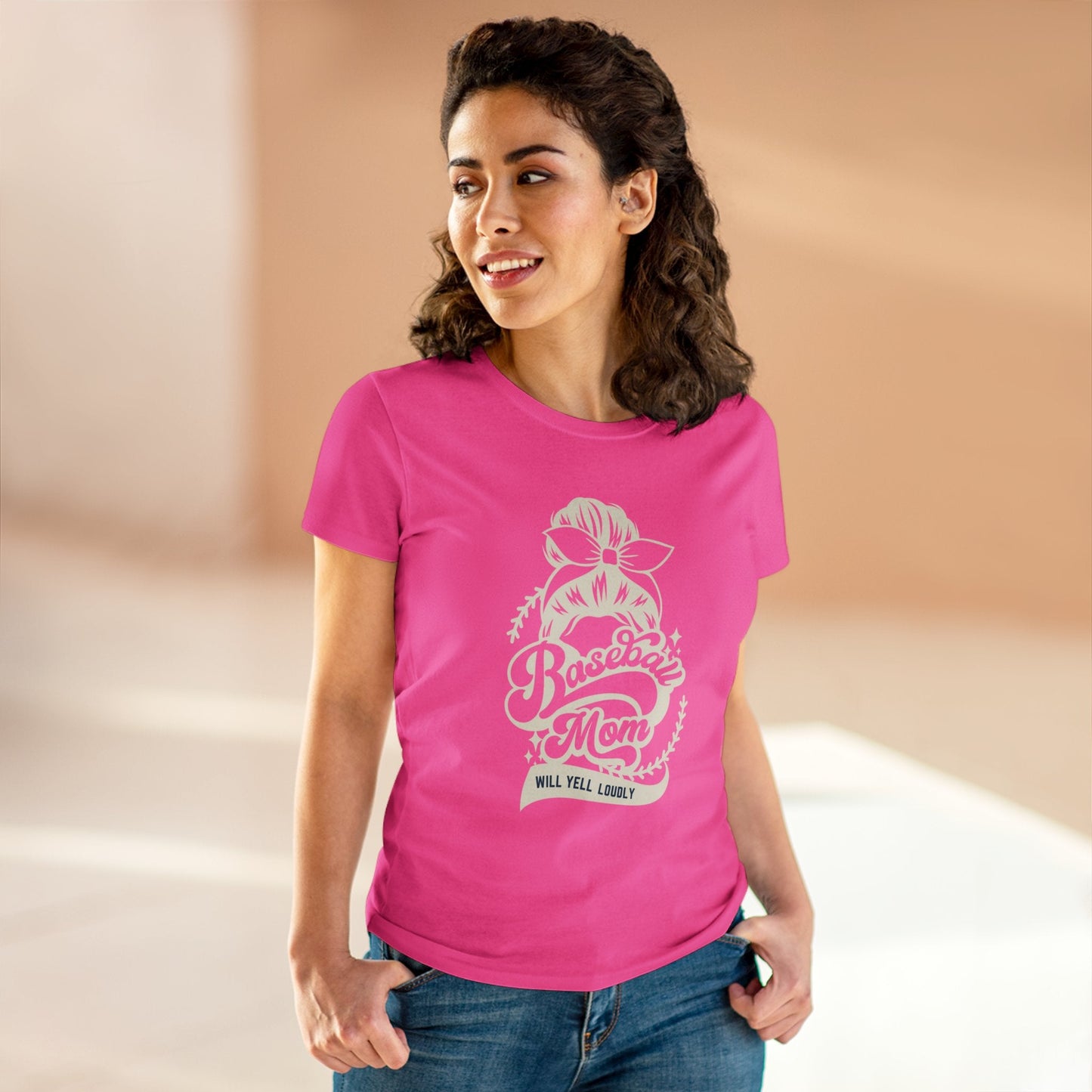 Baseball Mom Tee, Women's Midweight Cotton Tee - SmorgeousByGina