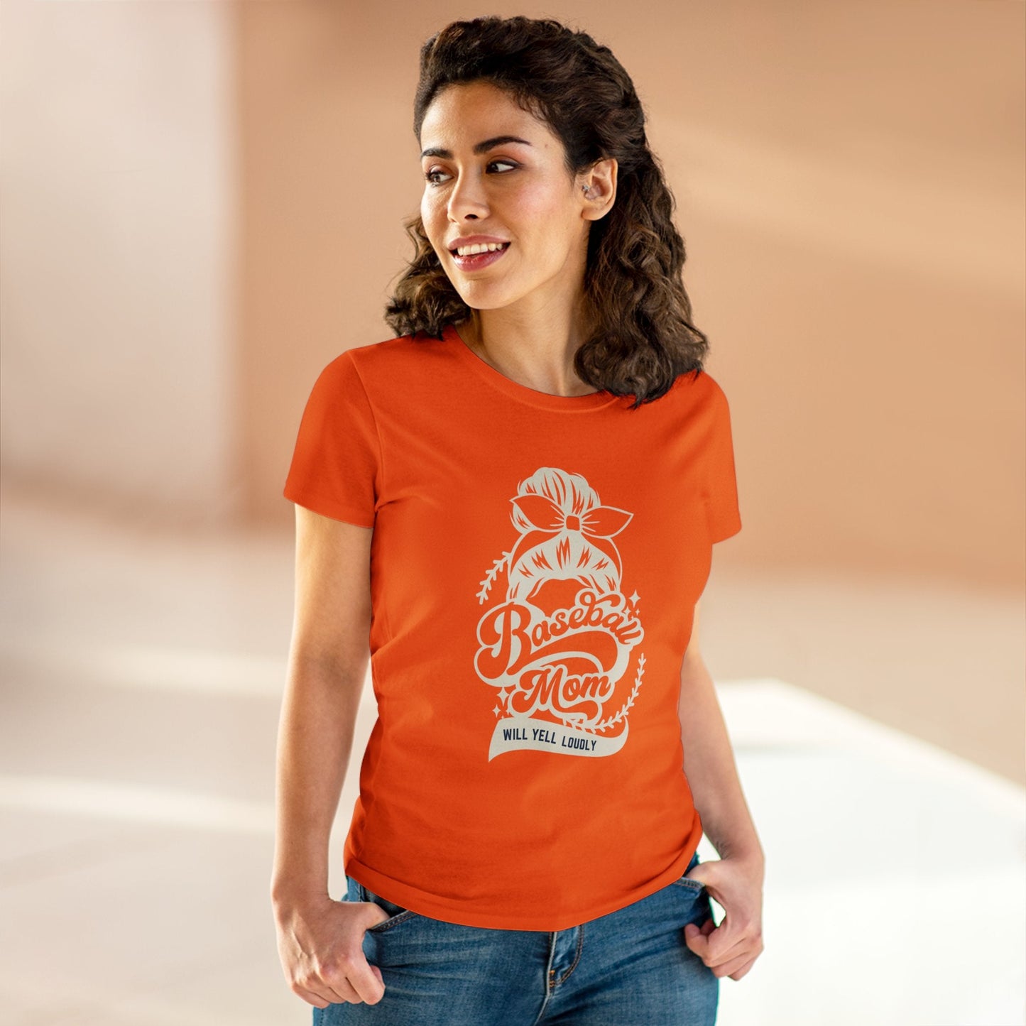 Baseball Mom Tee, Women's Midweight Cotton Tee - SmorgeousByGina