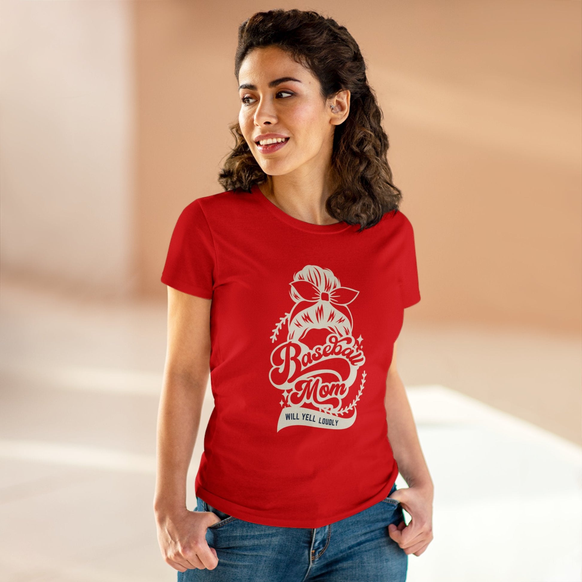 Baseball Mom Tee, Women's Midweight Cotton Tee - SmorgeousByGina