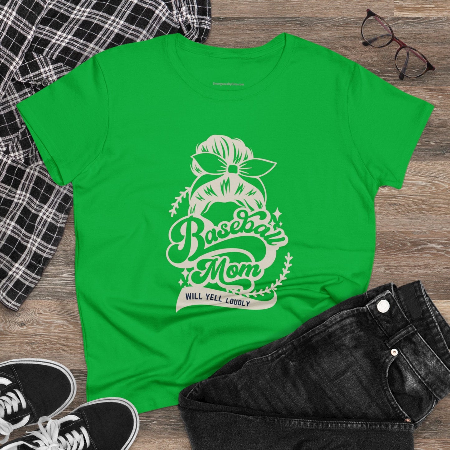 Baseball Mom Tee, Women's Midweight Cotton Tee - SmorgeousByGina