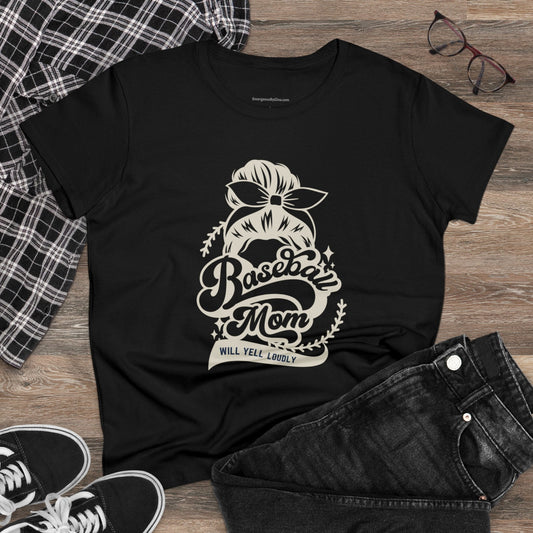 Baseball Mom Tee, Women's Midweight Cotton Tee - SmorgeousByGina