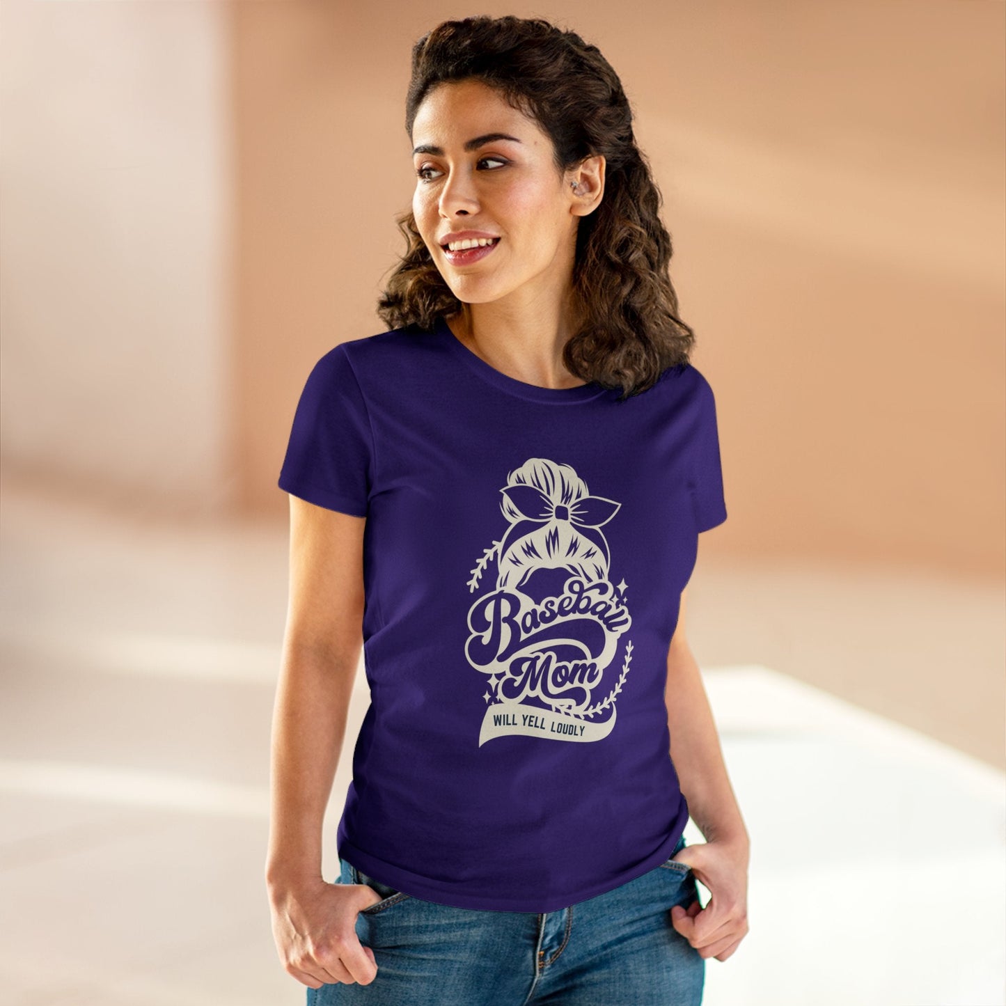 Baseball Mom Tee, Women's Midweight Cotton Tee - SmorgeousByGina