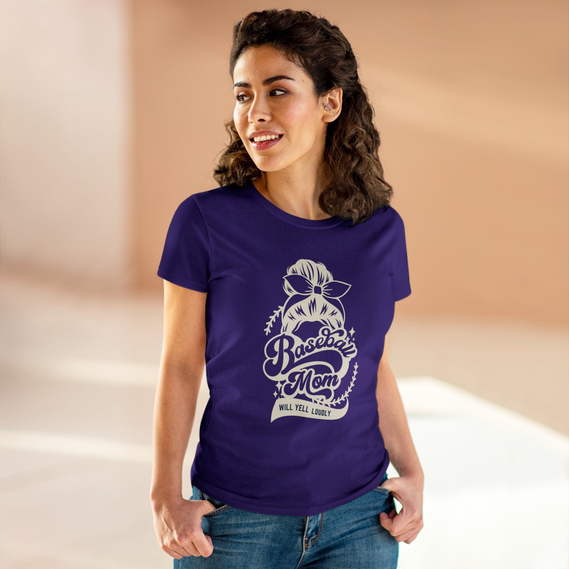 Baseball Mom Tee, Women's Midweight Cotton Tee - SmorgeousByGina