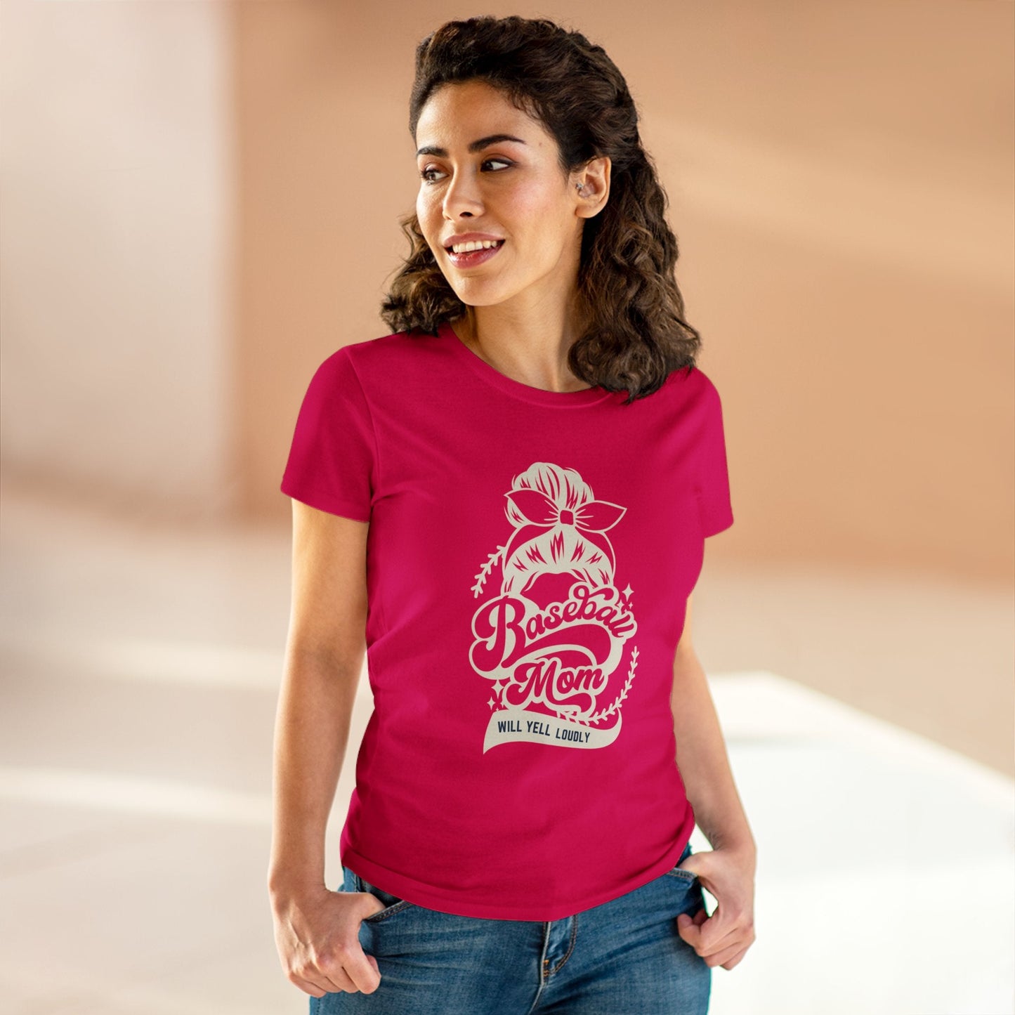 Baseball Mom Tee, Women's Midweight Cotton Tee - SmorgeousByGina