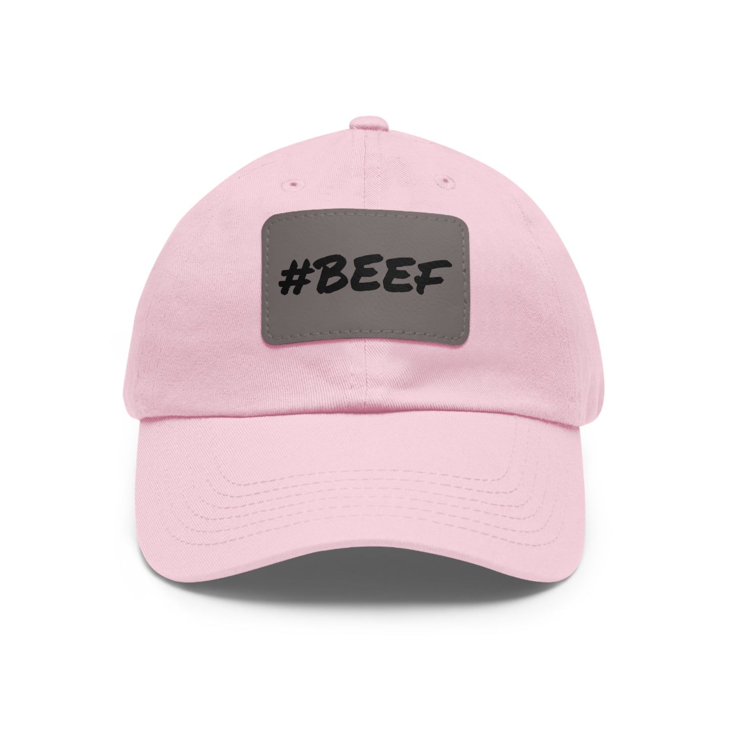 Beef, Eat Beef, Black Beef Hat with Leather Patch (Rectangle) - SmorgeousByGina