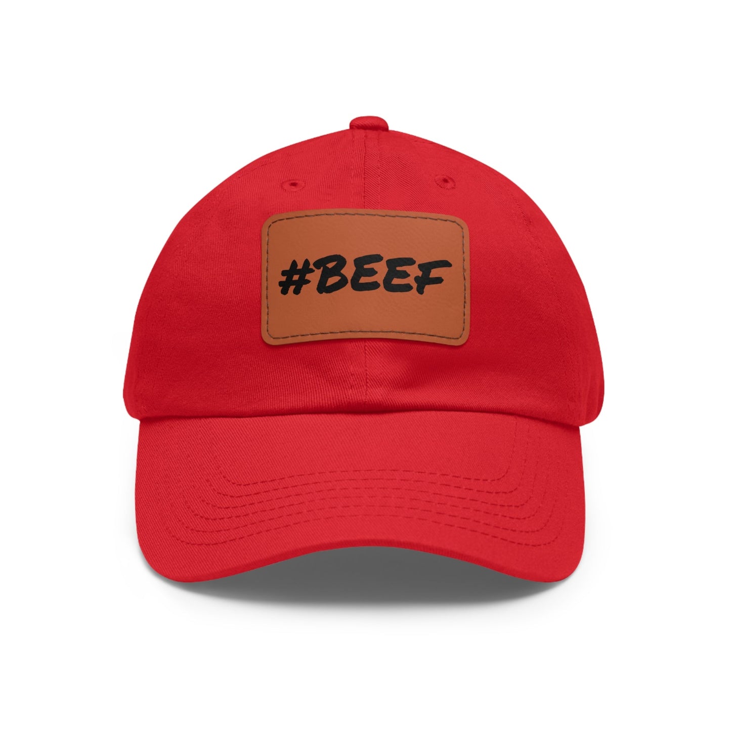 Beef, Eat Beef, Black Beef Hat with Leather Patch (Rectangle) - SmorgeousByGina