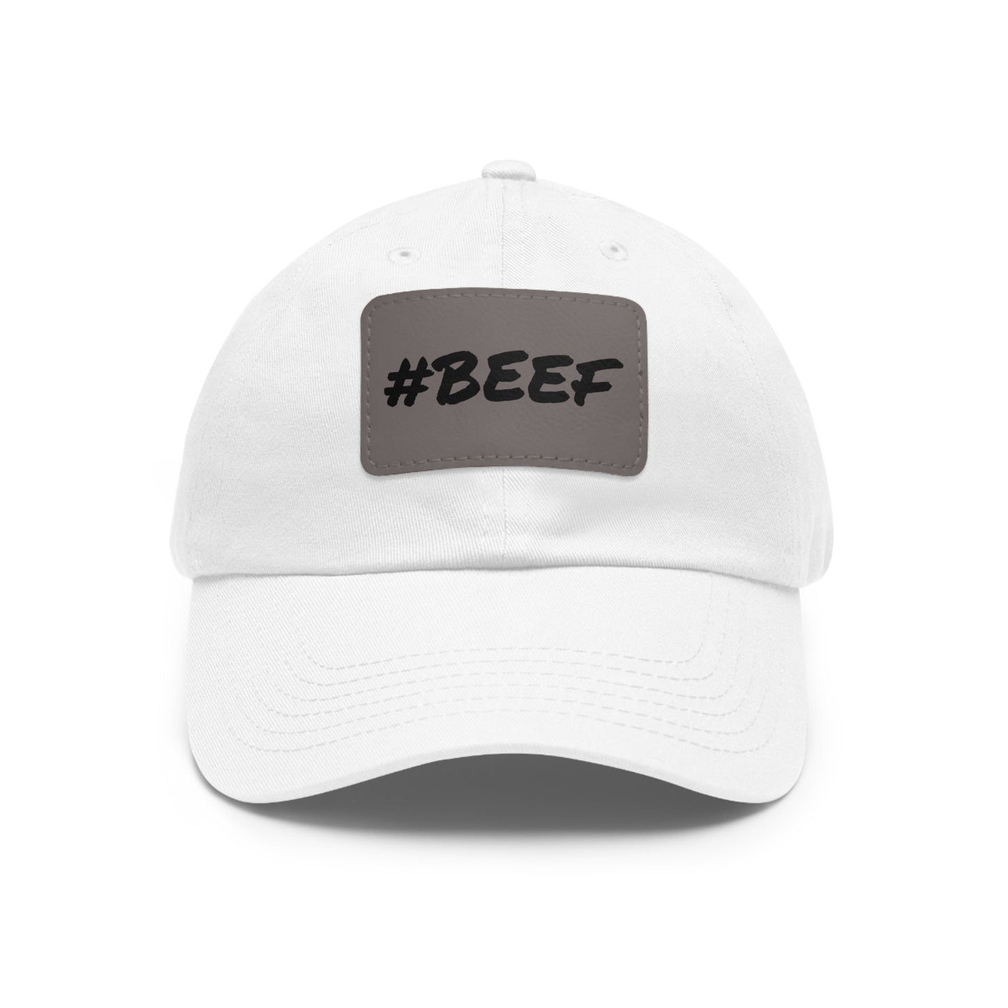 Beef, Eat Beef, Black Beef Hat with Leather Patch (Rectangle) - SmorgeousByGina