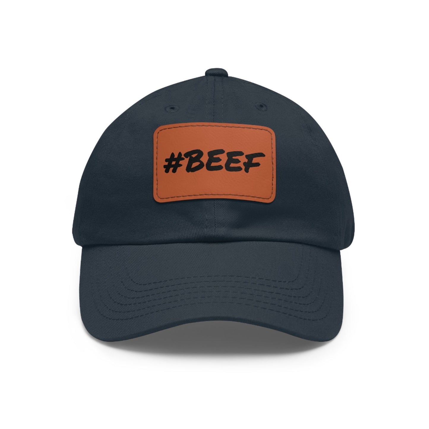 Beef, Eat Beef, Black Beef Hat with Leather Patch (Rectangle) - SmorgeousByGina