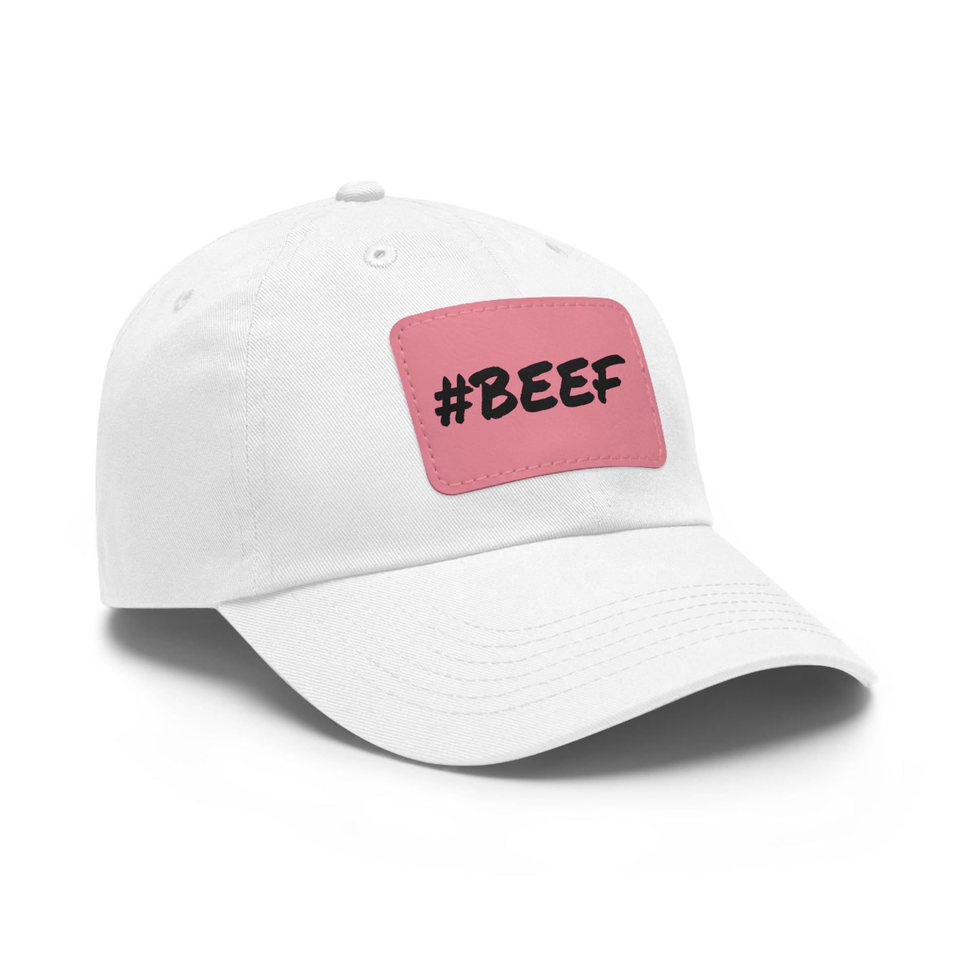 Beef, Eat Beef, Black Beef Hat with Leather Patch (Rectangle) - SmorgeousByGina