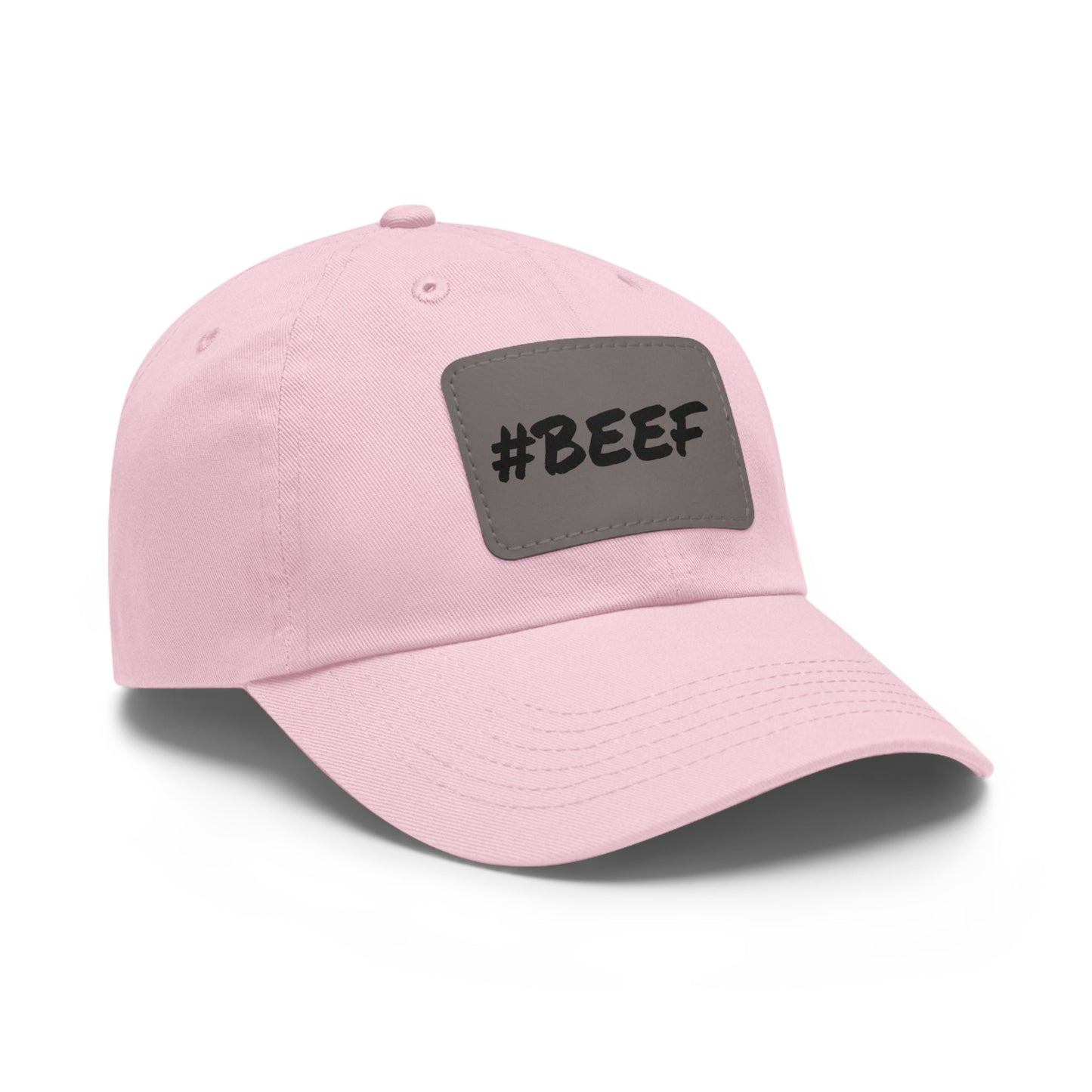 Beef, Eat Beef, Black Beef Hat with Leather Patch (Rectangle) - SmorgeousByGina