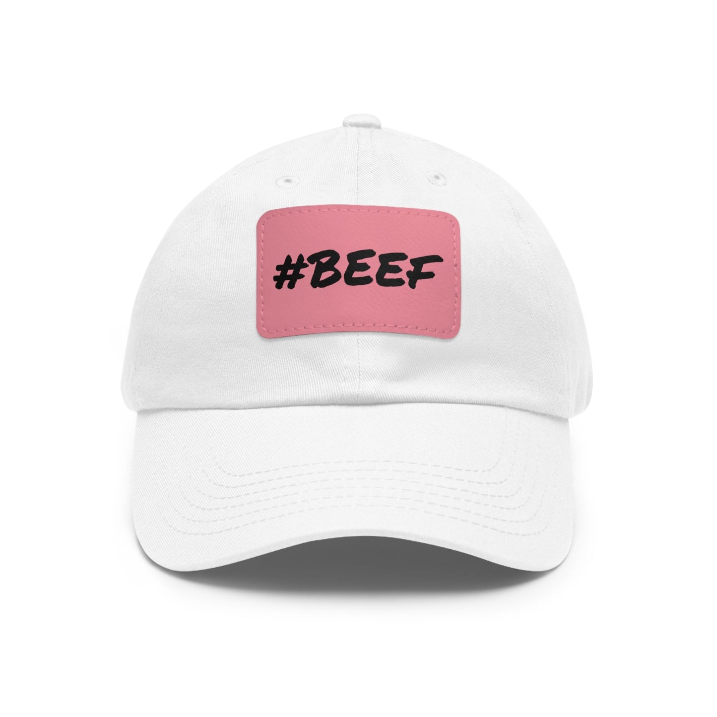 Beef, Eat Beef, Black Beef Hat with Leather Patch (Rectangle) - SmorgeousByGina