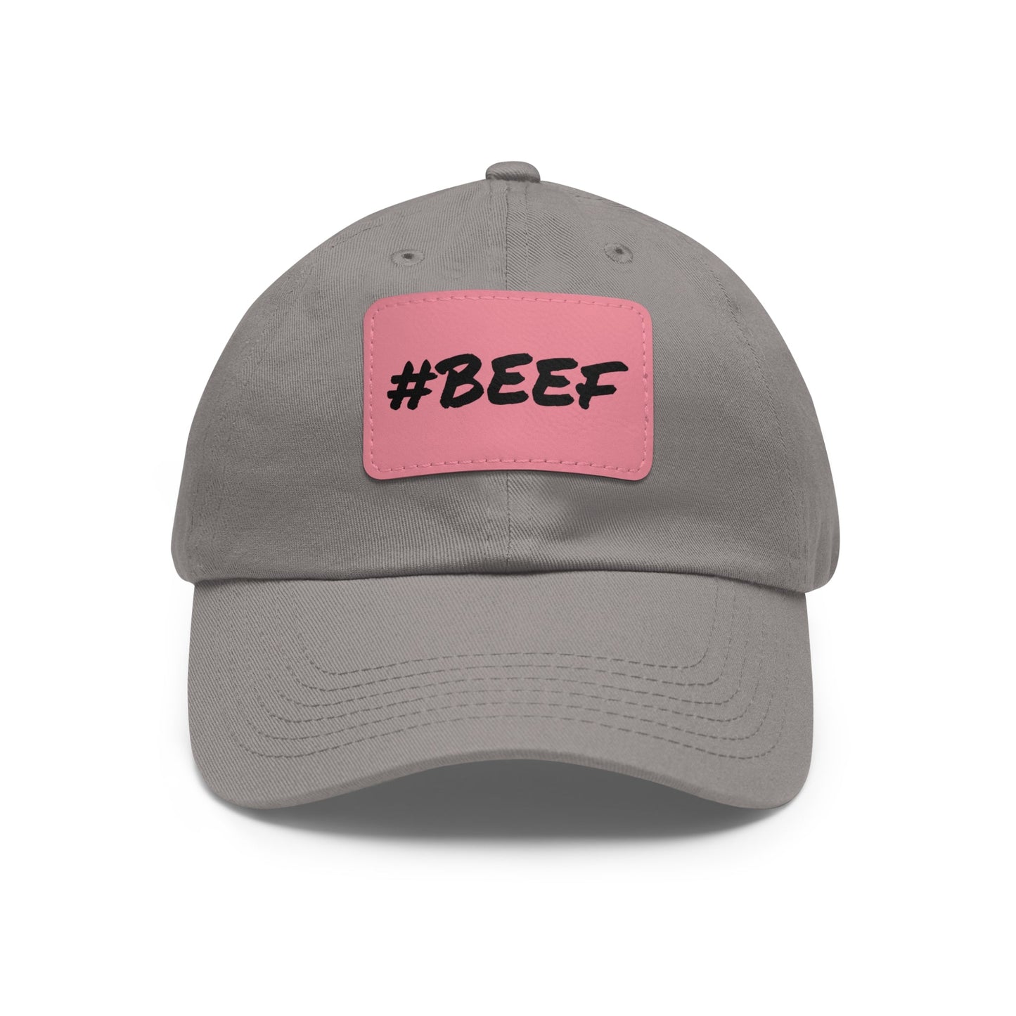 Beef, Eat Beef, Black Beef Hat with Leather Patch (Rectangle) - SmorgeousByGina