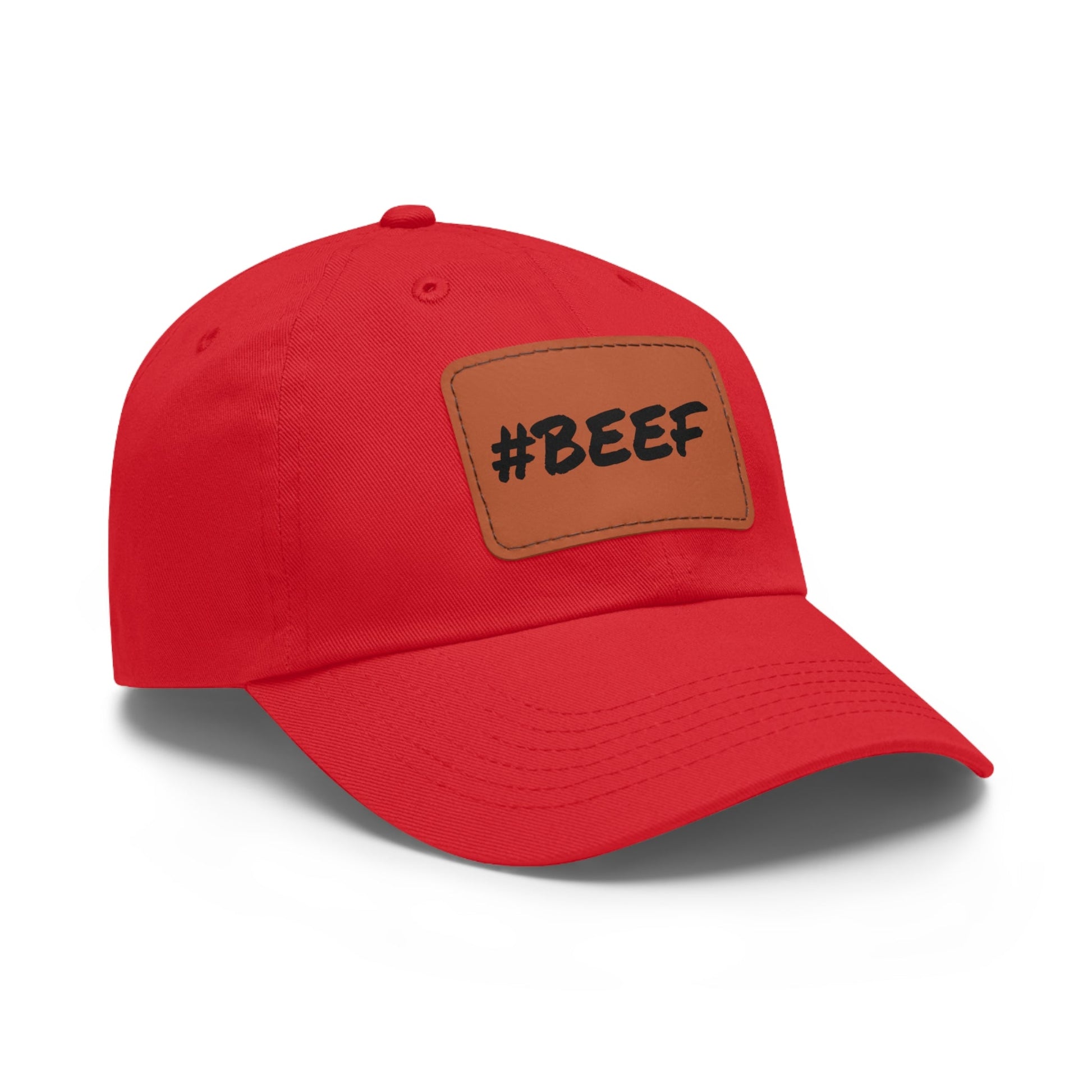Beef, Eat Beef, Black Beef Hat with Leather Patch (Rectangle) - SmorgeousByGina