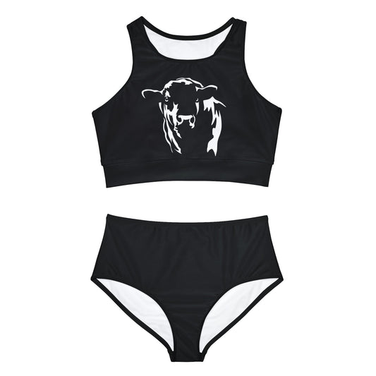 Bikini Set (AOP), Angus Swimsuit, Black Angus, Angus Bull, Sporty - SmorgeousByGina