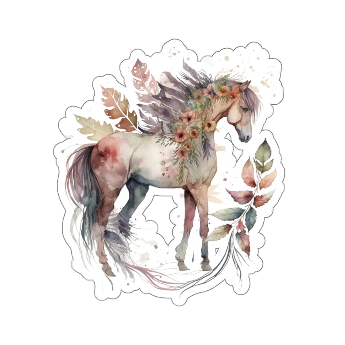 Boho Horse, Floral Horse, Kiss-Cut Stickers - SmorgeousByGina