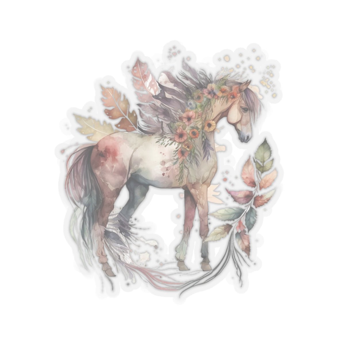 Boho Horse, Floral Horse, Kiss-Cut Stickers - SmorgeousByGina