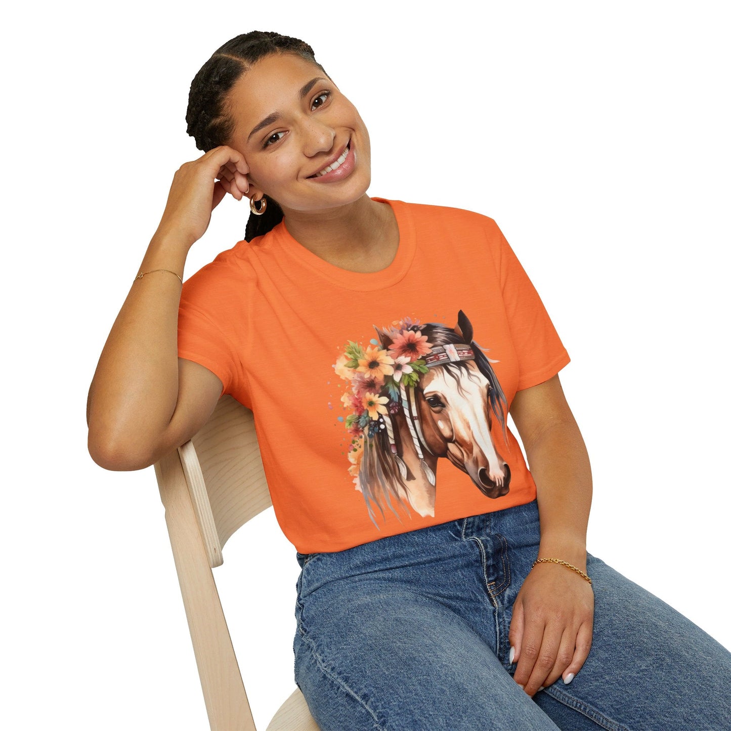 Boho Horse Softstyle T-Shirt, Floral Horse Tee - SmorgeousByGina