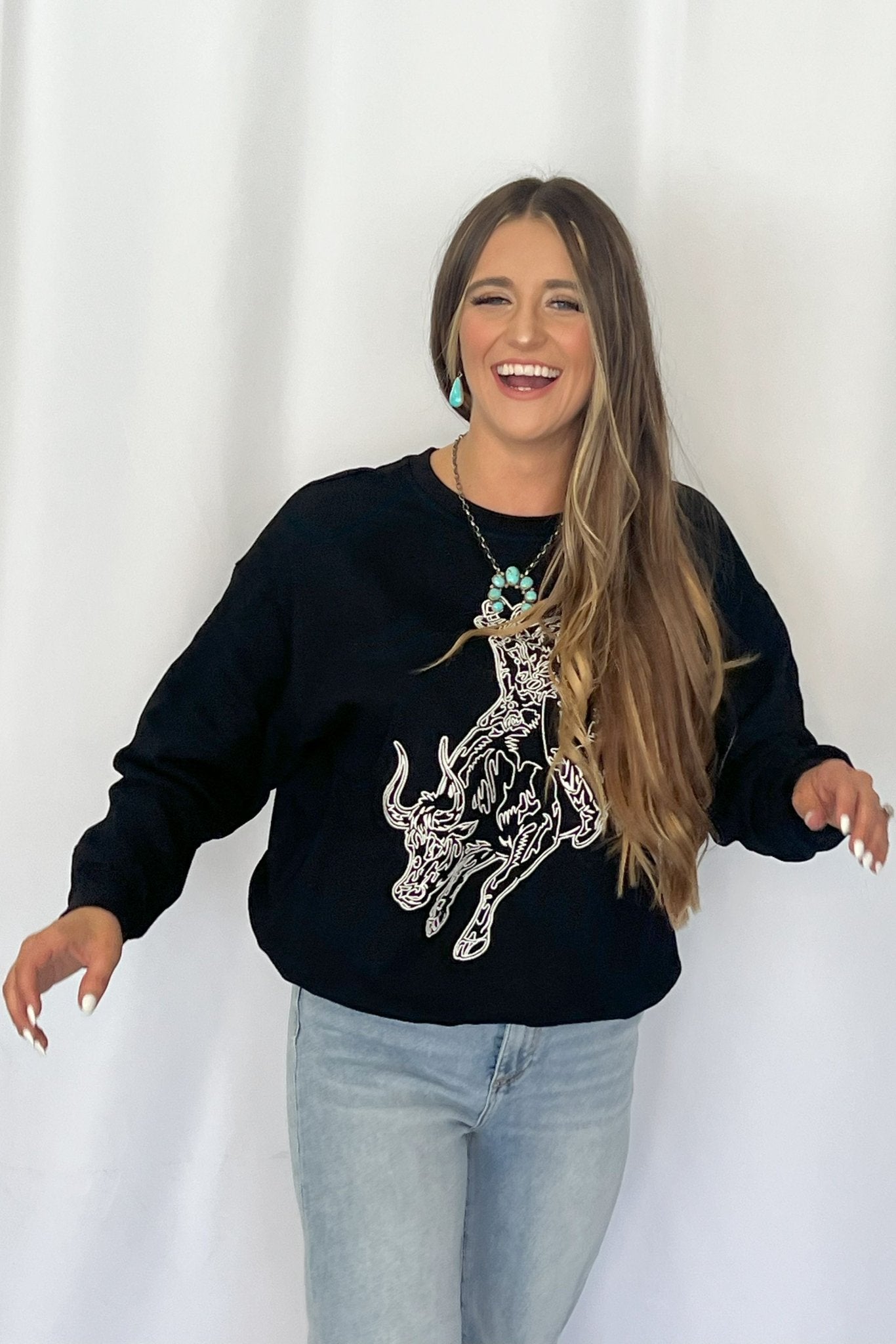 Bull Rider Embroidered Sweatshirt
