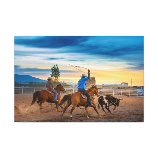 Canvas Gallery Wraps - Roping until Dark Western Horse Art Decor - SmorgeousByGina