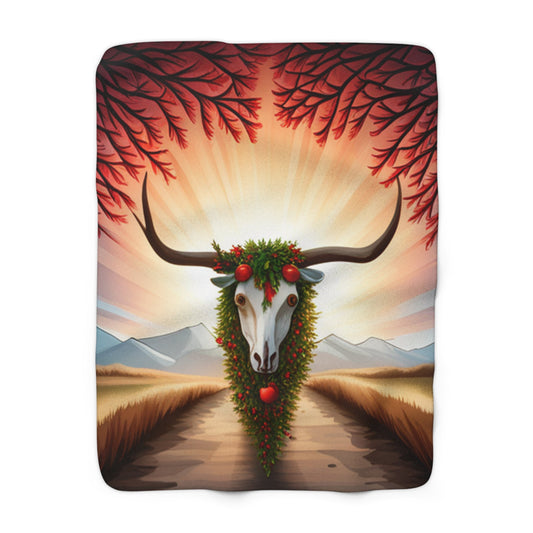 Christmas Longhorn Sherpa Fleece Blanket - SmorgeousByGina