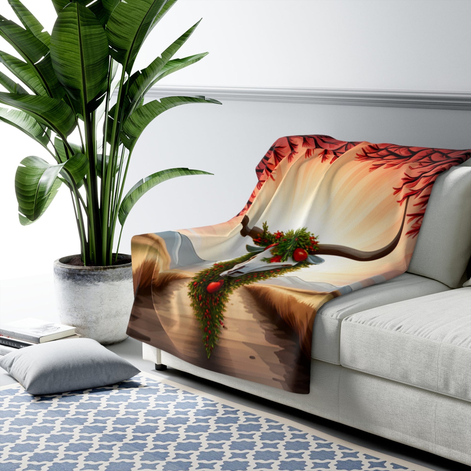 Christmas Longhorn Sherpa Fleece Blanket - SmorgeousByGina