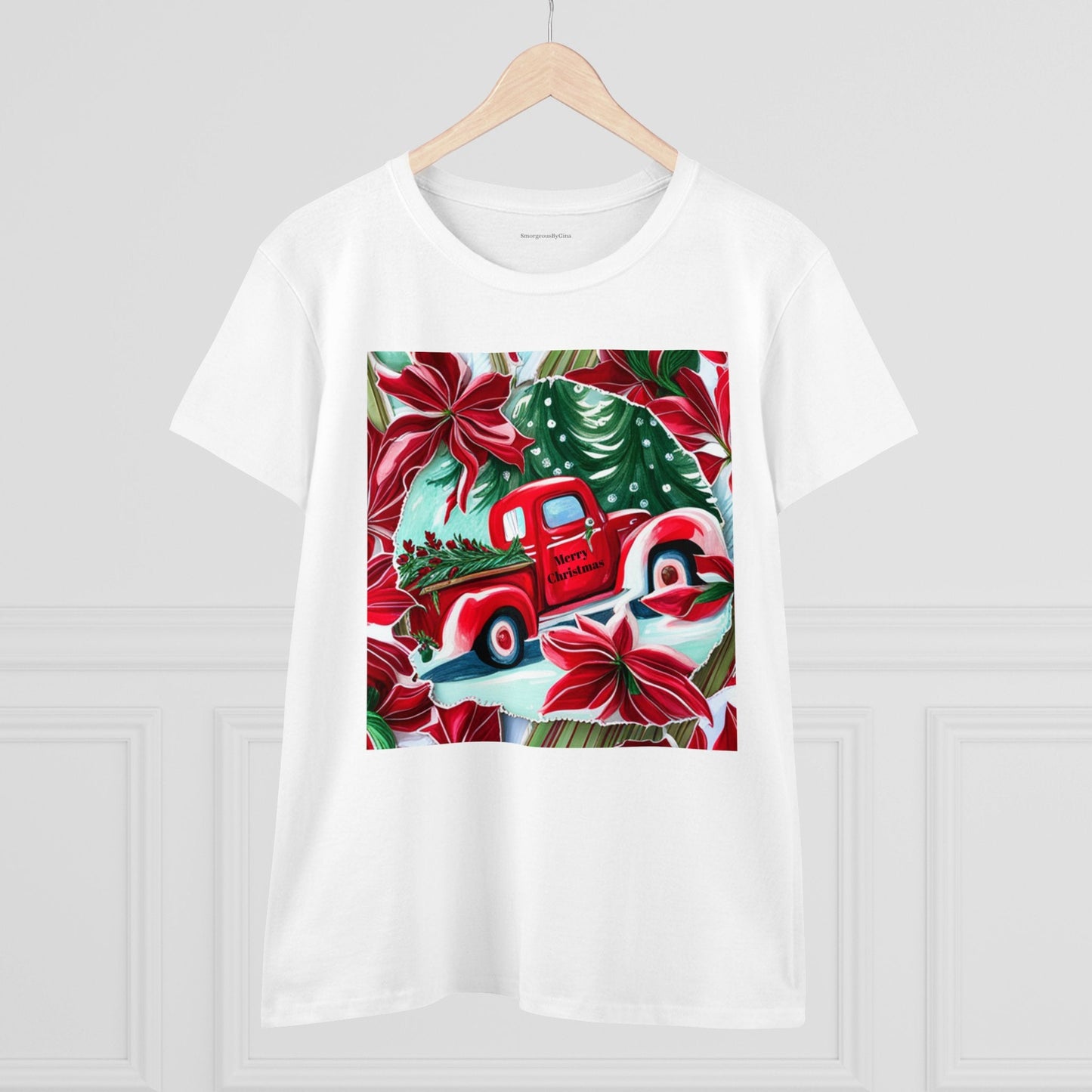 Christmas Truck Women's Midweight Cotton Tee - SmorgeousByGina