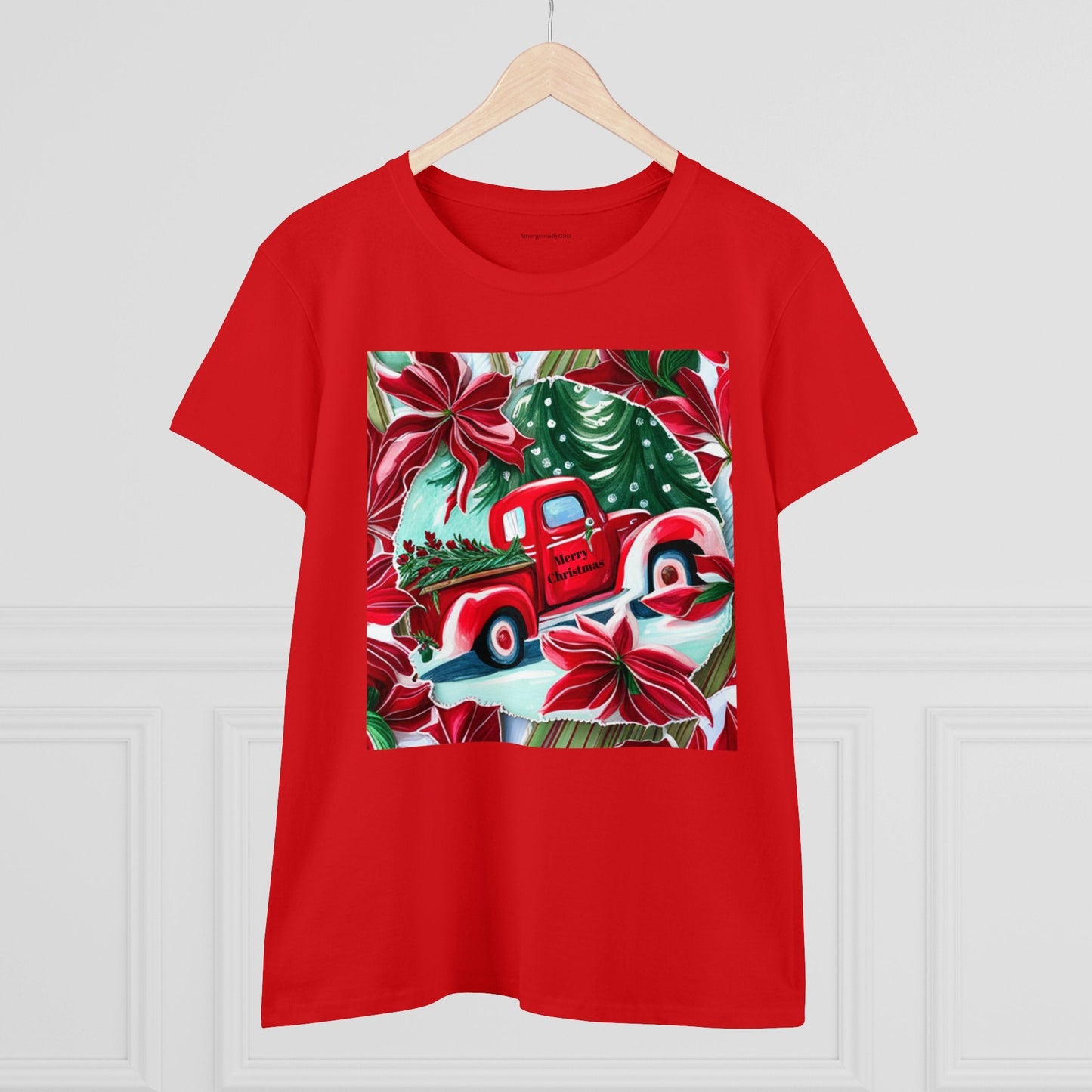 Christmas Truck Women's Midweight Cotton Tee - SmorgeousByGina