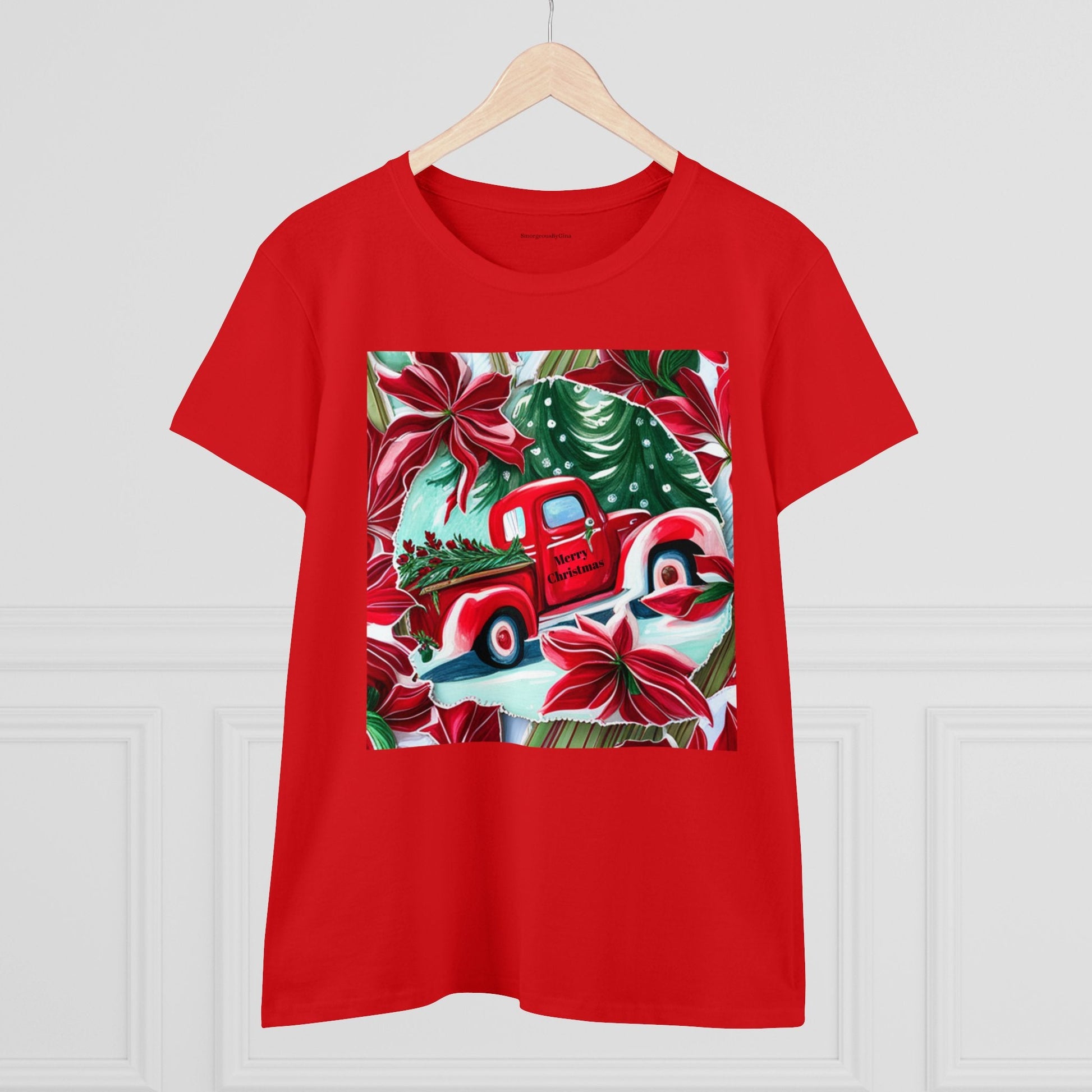 Christmas Truck Women's Midweight Cotton Tee - SmorgeousByGina