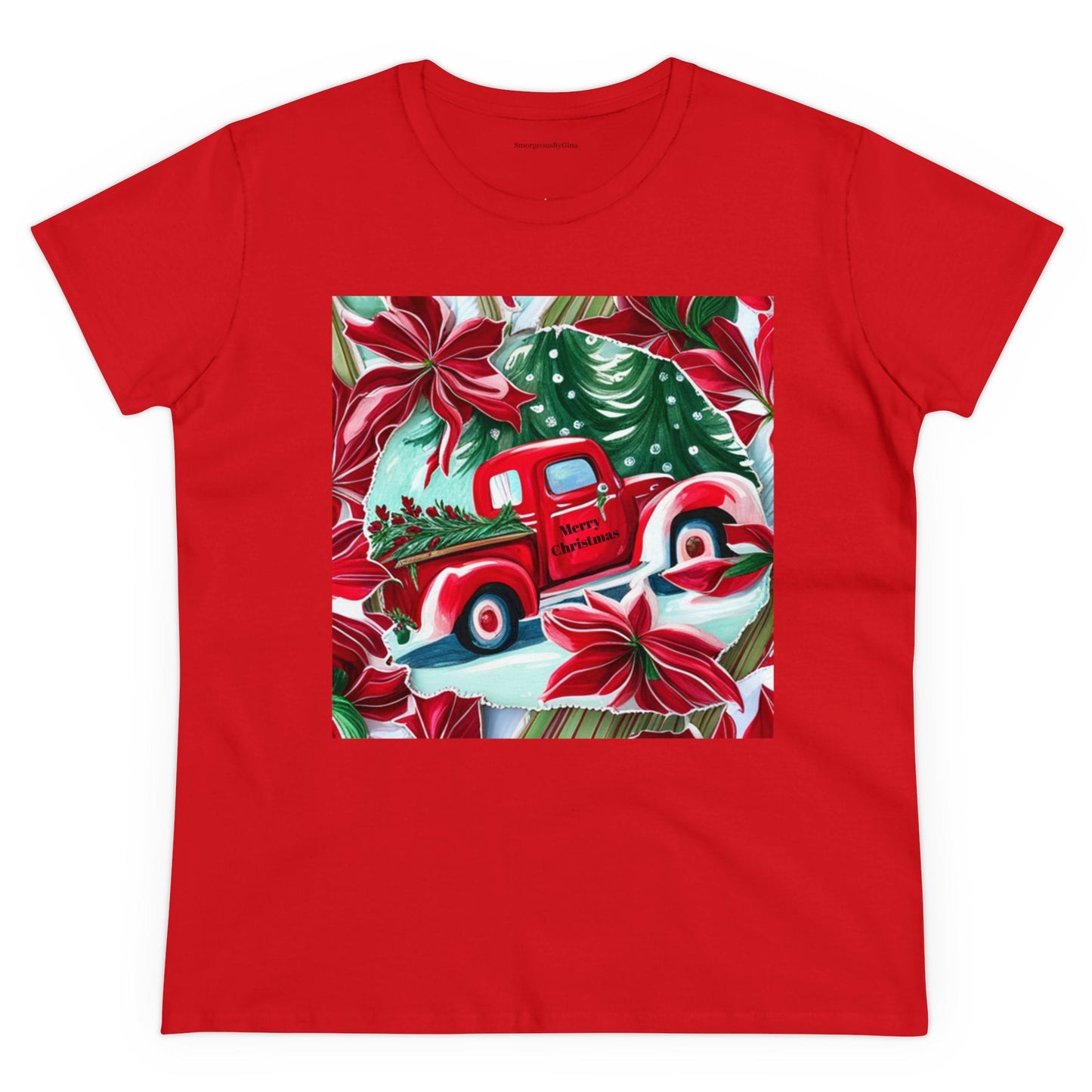 Christmas Truck Women's Midweight Cotton Tee - SmorgeousByGina