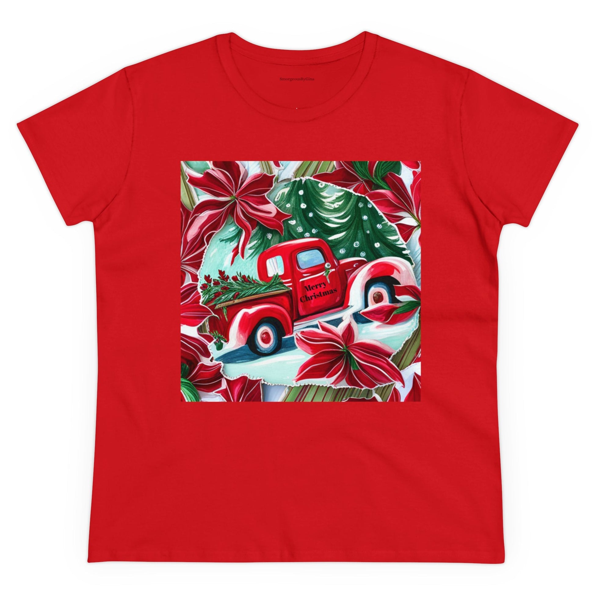 Christmas Truck Women's Midweight Cotton Tee - SmorgeousByGina