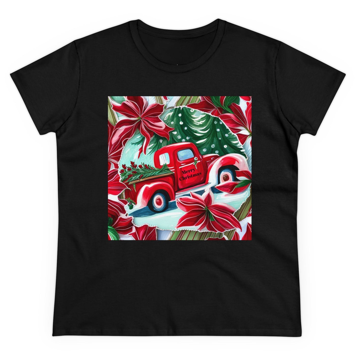 Christmas Truck Women's Midweight Cotton Tee - SmorgeousByGina