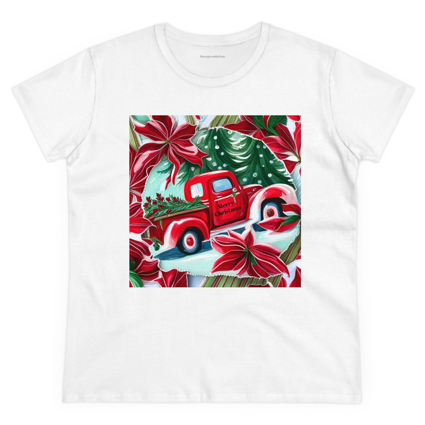 Christmas Truck Women's Midweight Cotton Tee - SmorgeousByGina