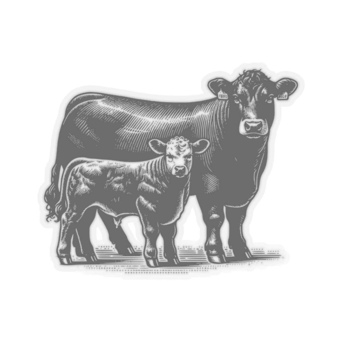 Cow Calf pair Kiss - Cut Stickers - SmorgeousByGina