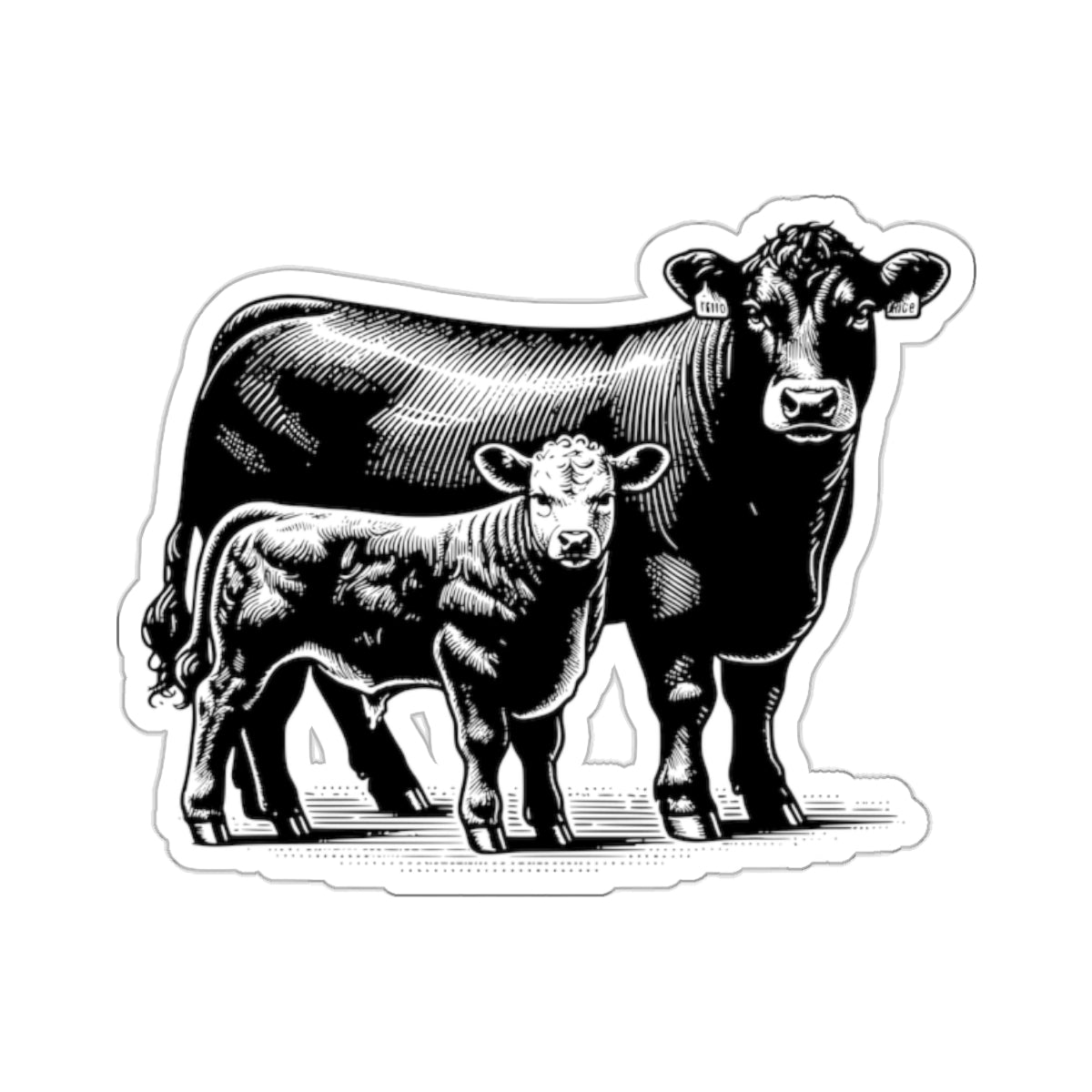 Cow Calf pair Kiss - Cut Stickers - SmorgeousByGina