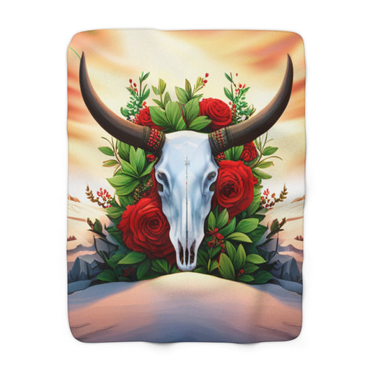 Cow Skull Sherpa Fleece Blanket - SmorgeousByGina