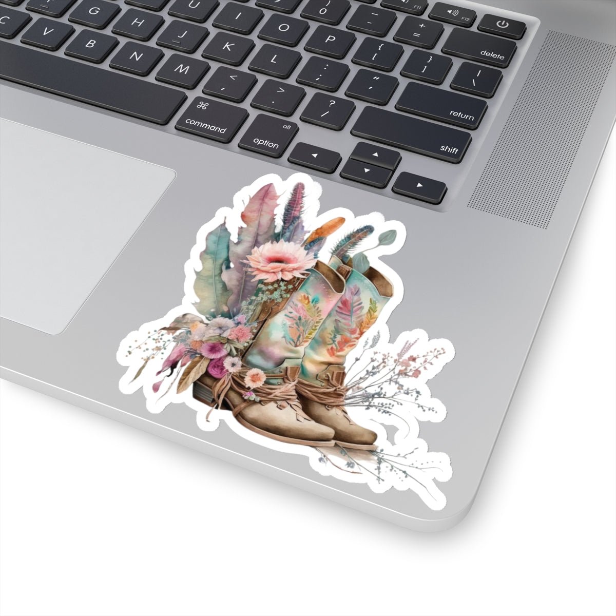Cowboy Boots, Cactus and Floral, Boho, Western, Kiss-Cut Stickers - SmorgeousByGina