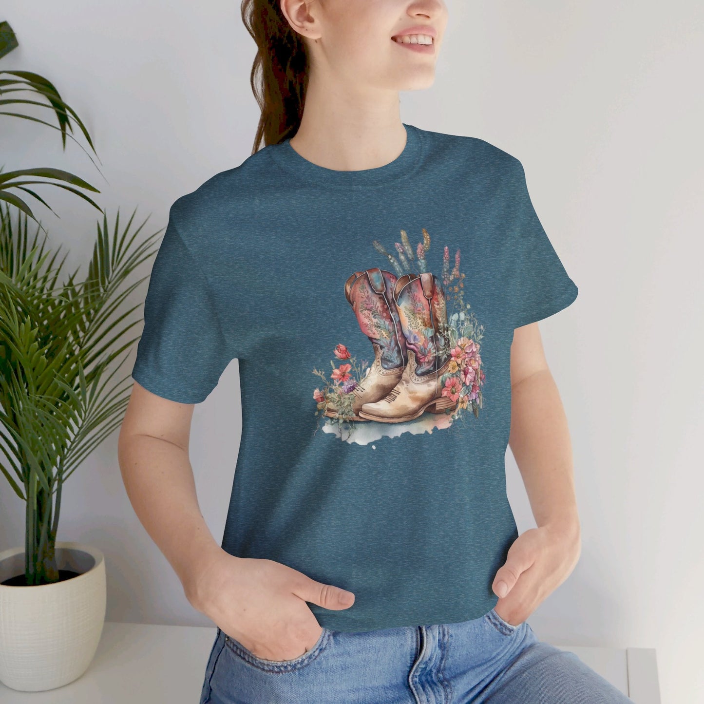 Cowboy Boots Unisex Tee - Boho Country Floral Western Shirt - SmorgeousByGina