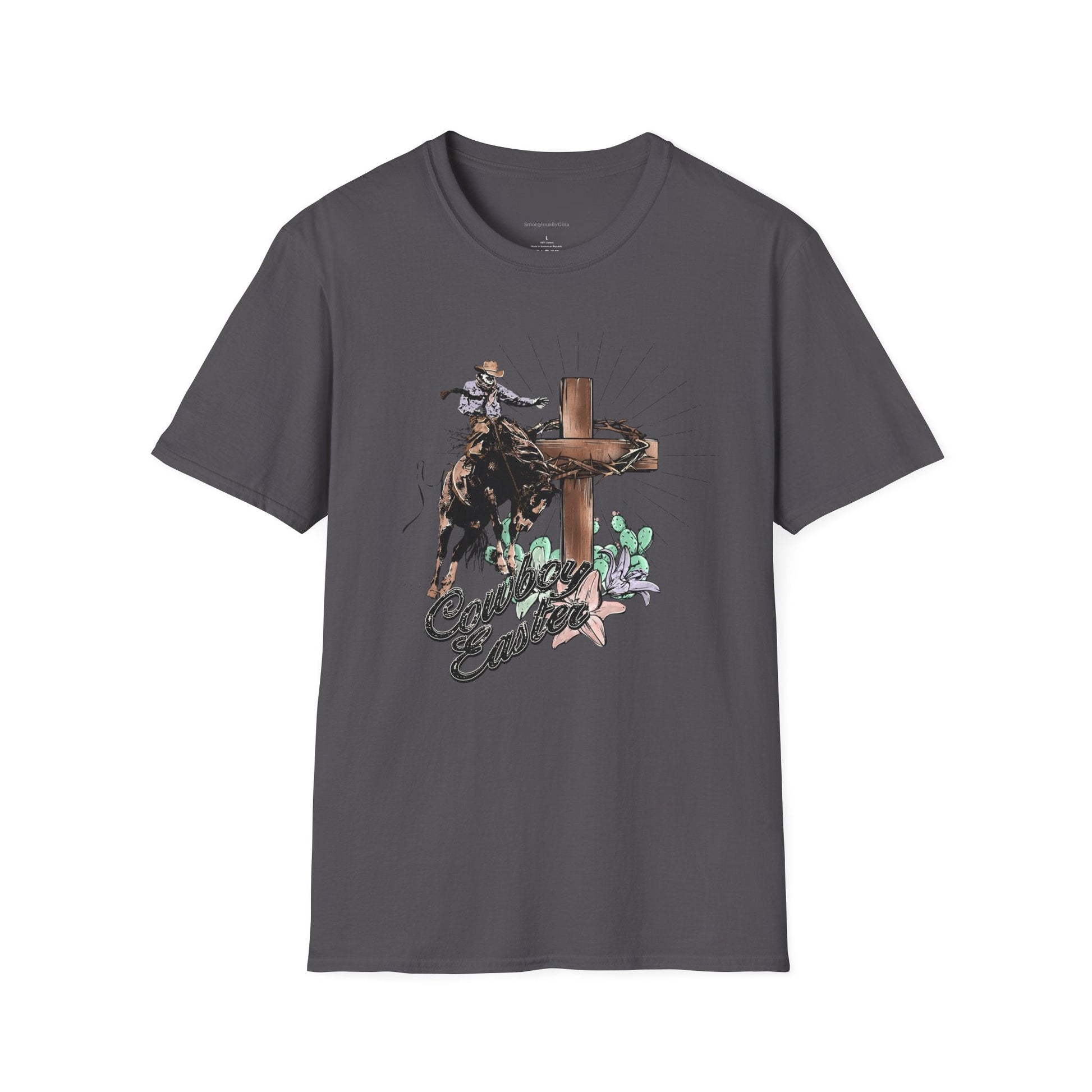 Cowboy Easter, Bucking Horse Tee, Cross, Softstyle T-Shirt - SmorgeousByGina
