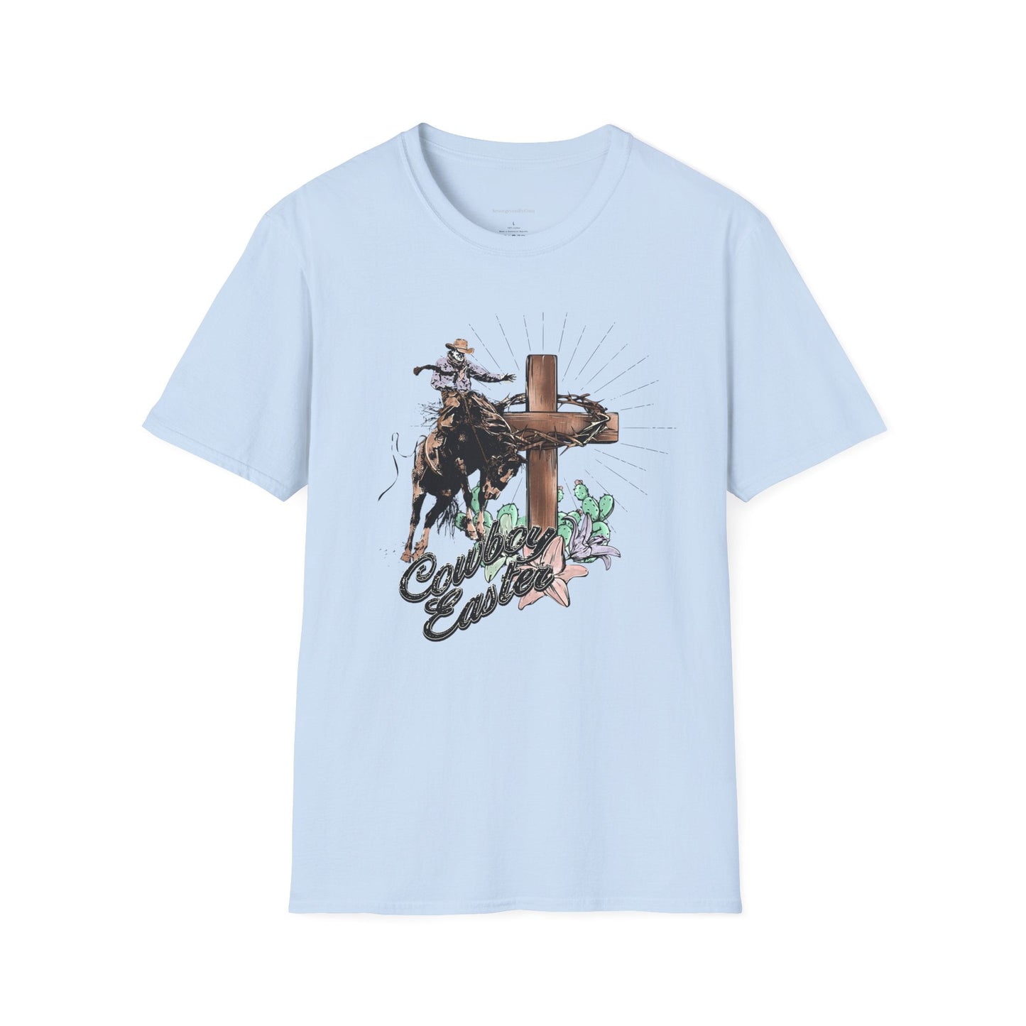Cowboy Easter, Bucking Horse Tee, Cross, Softstyle T-Shirt - SmorgeousByGina
