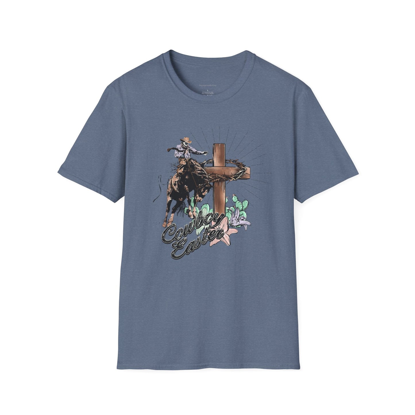 Cowboy Easter, Bucking Horse Tee, Cross, Softstyle T-Shirt - SmorgeousByGina