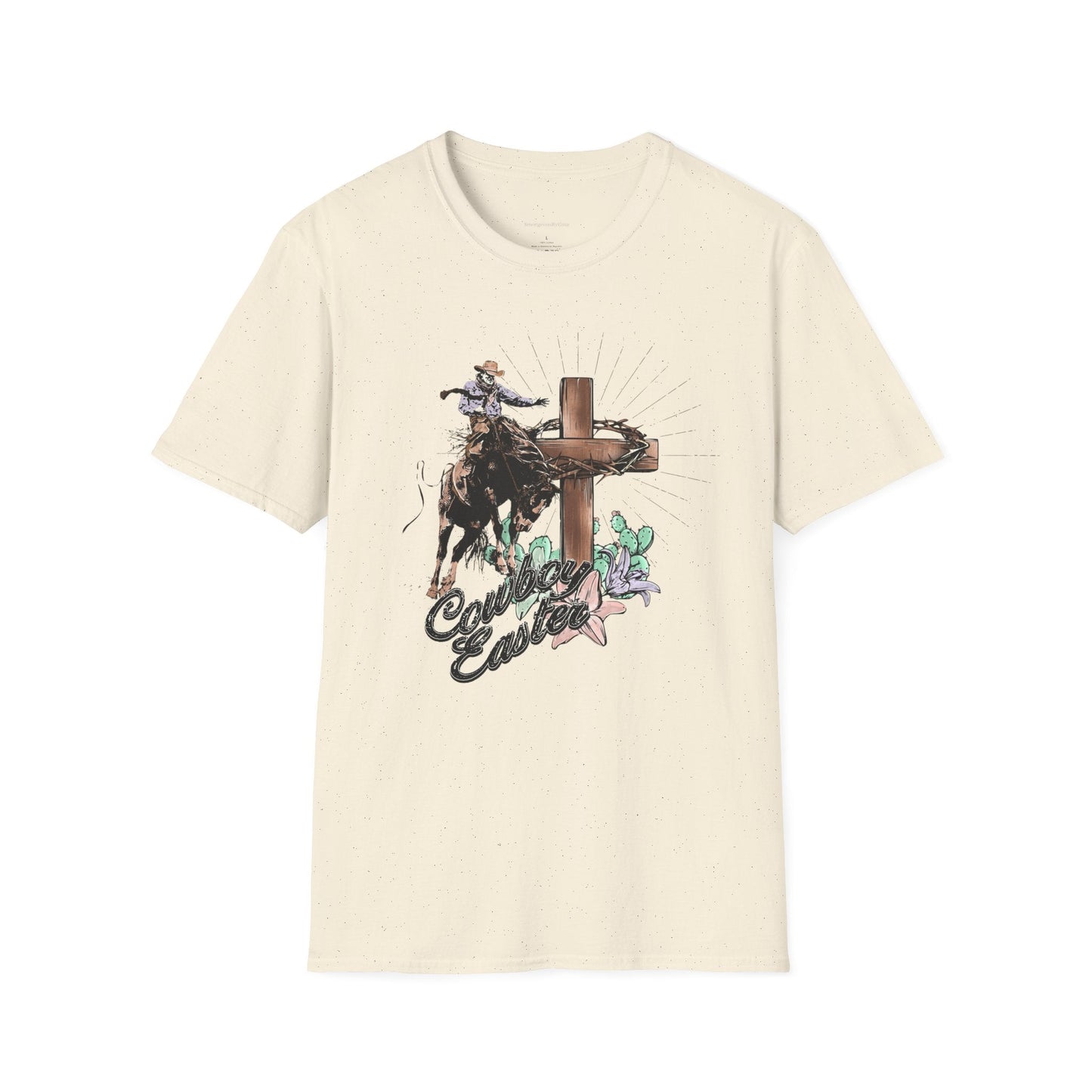 Cowboy Easter, Bucking Horse Tee, Cross, Softstyle T-Shirt - SmorgeousByGina