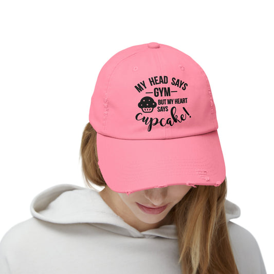 Cupcake vs Gym Cap, Cupcake Cap, Distressed Cap, Funny Hat - SmorgeousByGina