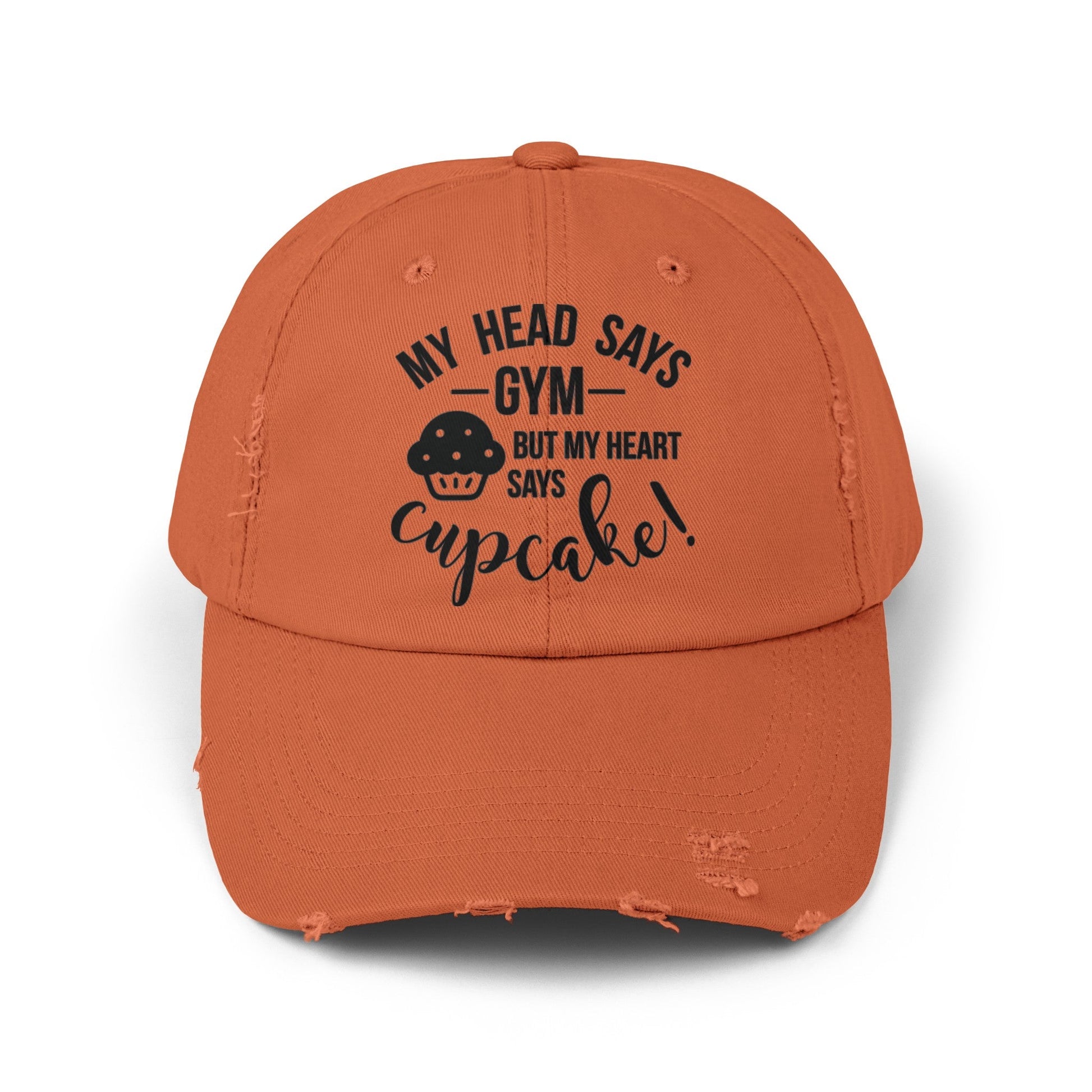 Cupcake vs Gym Cap, Cupcake Cap, Unisex Distressed Cap, Funny Hat - SmorgeousByGina