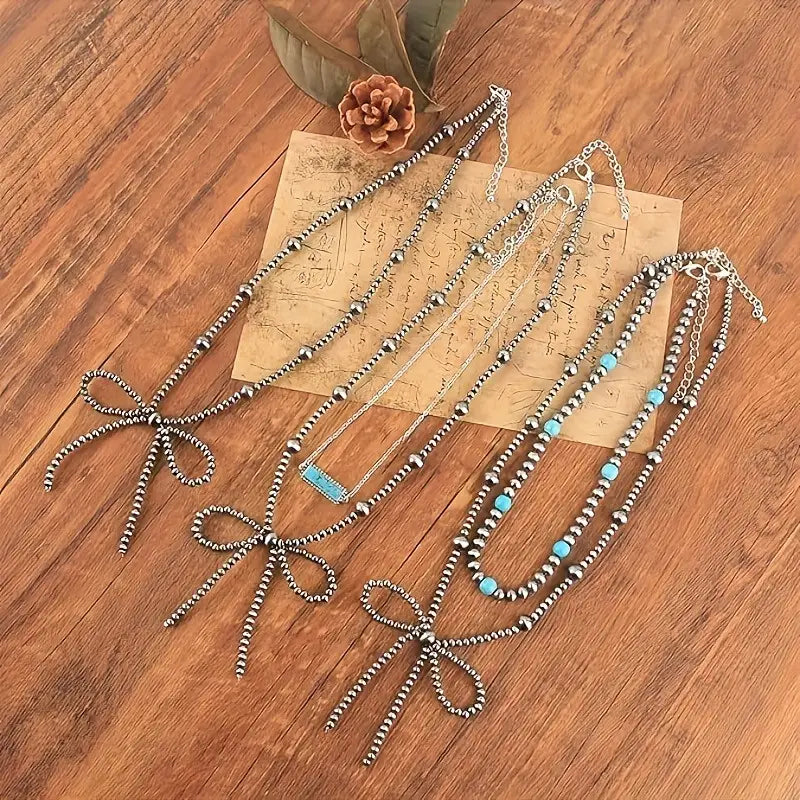 Western/Boho faux fashion pearl necklace