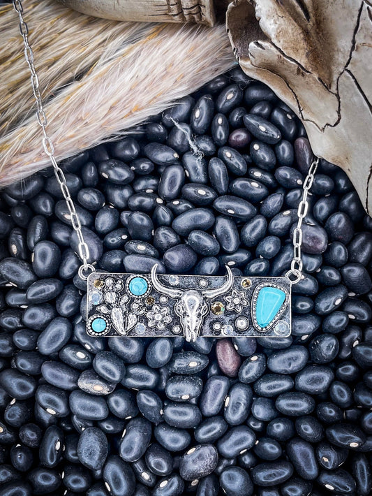 Desert Steer Stone Bar Fashion  Necklace