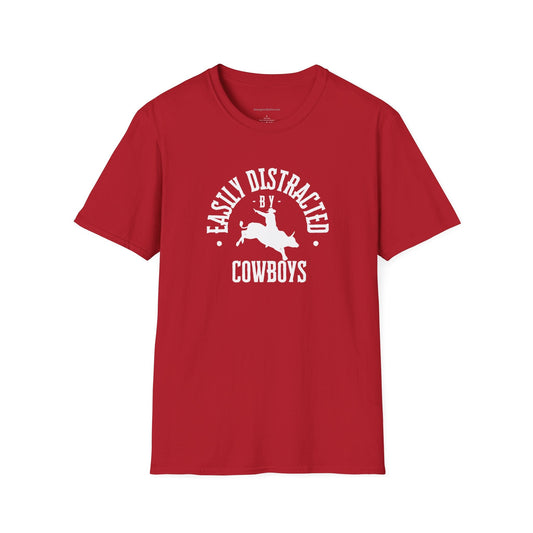 Distracted by Cowboys, Rodeo, Unisex Softstyle T - Shirt - SmorgeousByGina