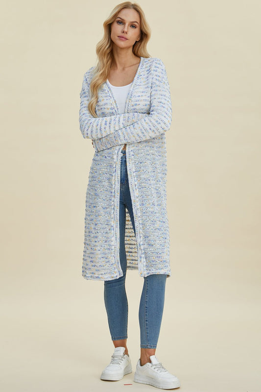 Double Take Full Size Open Front Longline Cardigan - SmorgeousByGina