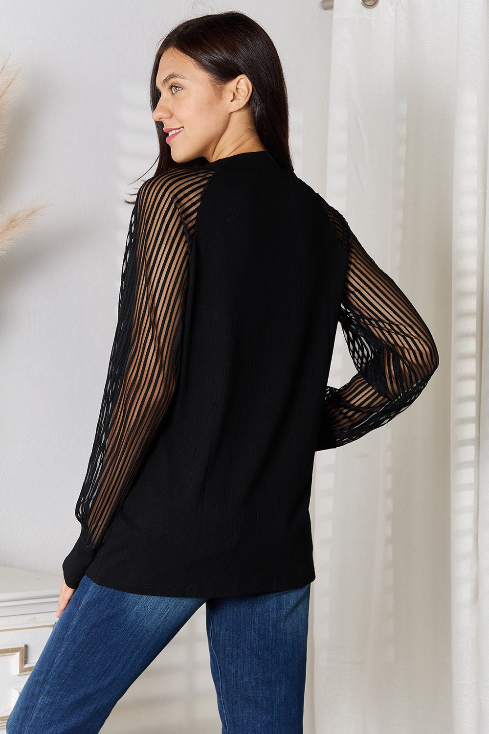 Double Take Round Neck Raglan Sleeve Blouse - SmorgeousByGina