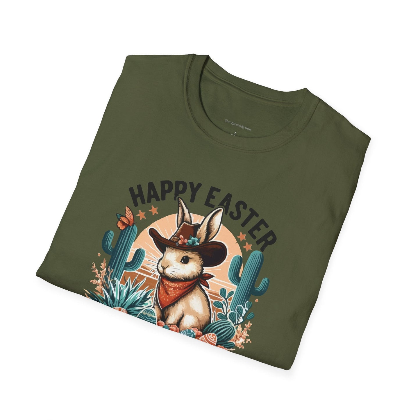 Easter T-shirt, Bunny Cowboy Tee, Easter Cowboy, Softstyle T-Shirt - SmorgeousByGina
